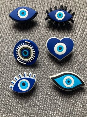 Blue Evil Eye Shoe Charms - Set of 6